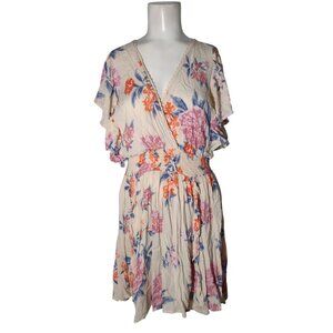 Y2K Angie Babydoll Gauze Floral Mini Dress M Smocked Flutter Romantic Fairy